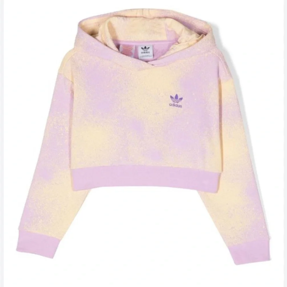 Adidas Graphic Print Cropped Hoodie Sweatshirt Girl Size S